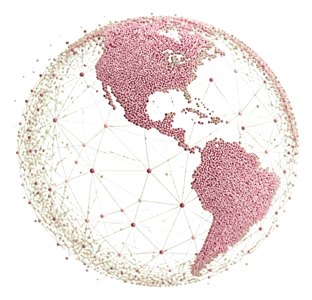 Globo de datos centrado en México y el continente americano